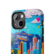 Los Angeles Hollywood Skyline Tough Phone Case – Vibrant Pop Art City Design - LavenderCeleste