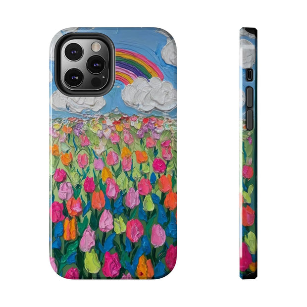 Rainbow Tulip Field Tough Phone Case LavenderCeleste