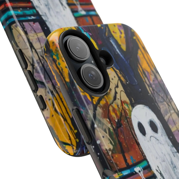 Sad Ghost on Park Bench Abstract Art Phone Case LavenderCeleste