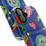 Retro Kidcore Denim Patch Tough Phone Case LavenderCeleste