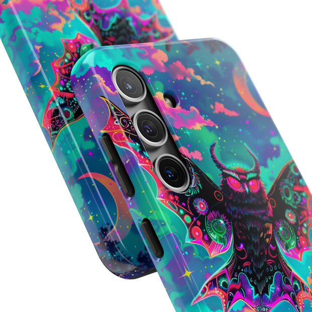 Mothman Tough Phone Case – Psychedelic Neon Cryptid Aesthetic - LavenderCeleste