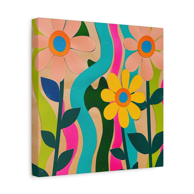 Groovy Paper Cut Flower Matte Canvas Art LavenderCeleste