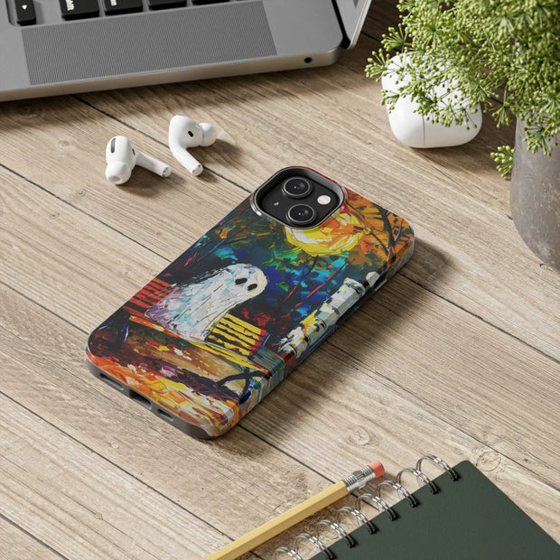 Lonely Ghost Tough Phone Case – Abstract Fall Park Bench Painting