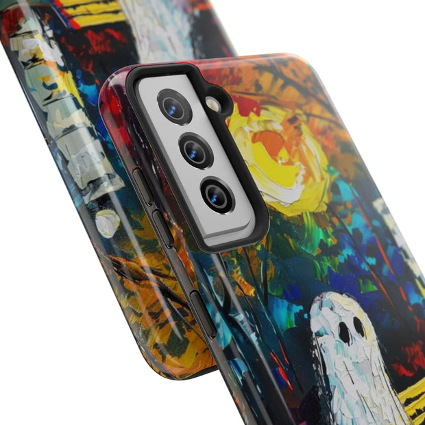Lonely Ghost Tough Phone Case – Abstract Fall Park Bench Painting