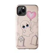 Sad Ghost with Heart Balloon Kawaii Tough Phone Case LavenderCeleste