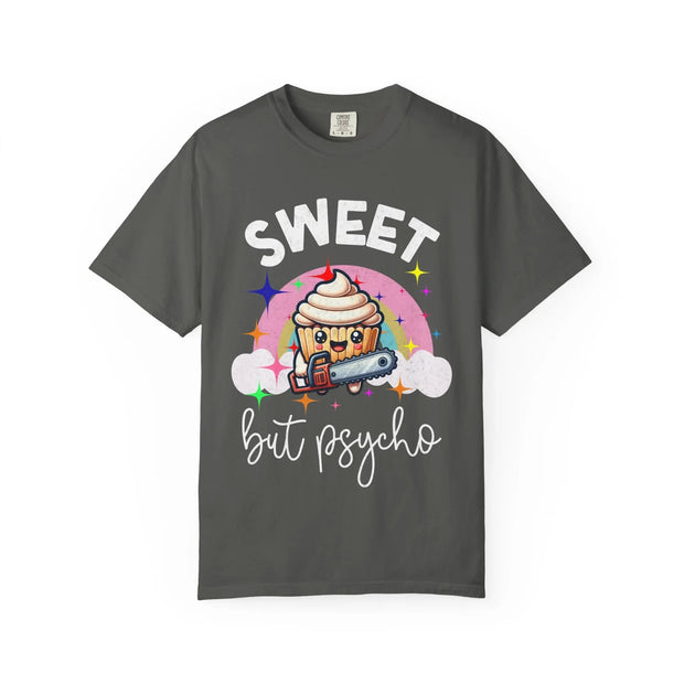 Sweet But Psycho Cupcake Comfort Colors Tee LavenderCeleste