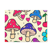 Kawaii Mushroom Cherry Flower Matte Canvas Print LavenderCeleste