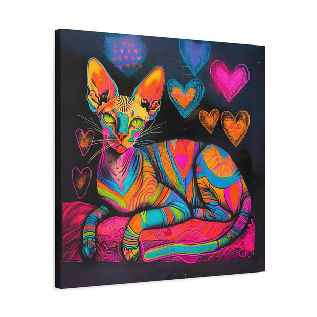 Neon Sphynx Love Pop Art Matte Canvas Wall Art LavenderCeleste