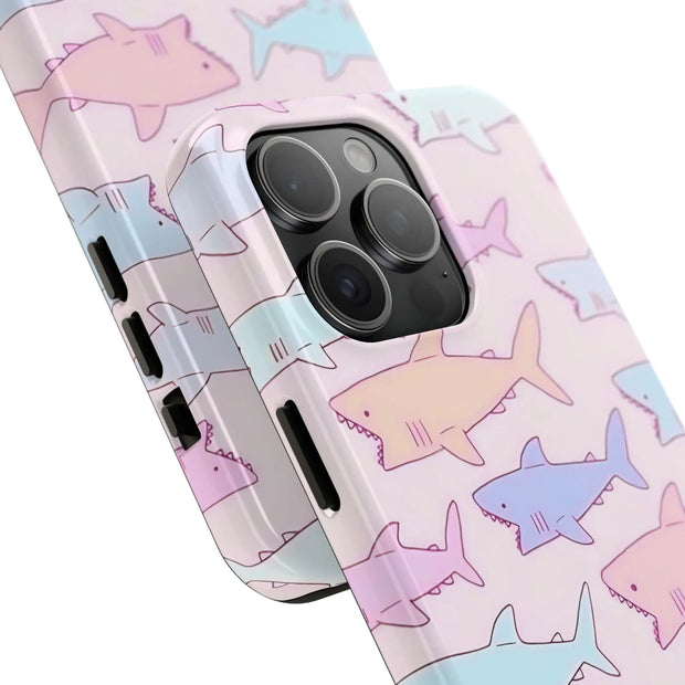 Pastel Shark Pattern Tough Phone Case LavenderCeleste