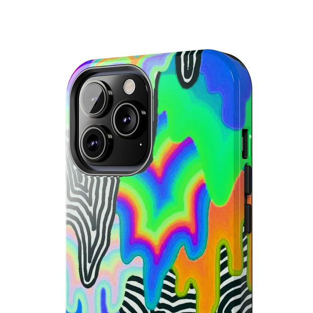 Trippy Technicolor Drip Retro Tough Phone Case LavenderCeleste