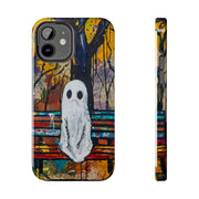 Sad Ghost on Park Bench Abstract Art Phone Case LavenderCeleste