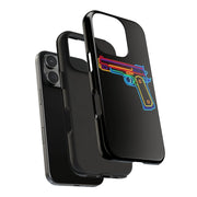 Neon Rainbow Gun Tough Phone Case – Bold Retro Vaporwave Aesthetic LavenderCeleste