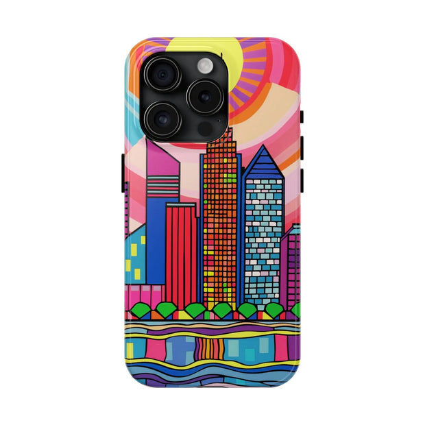 Tulsa Oklahoma Retro Pop Skyline Tough Phone Case LavenderCeleste
