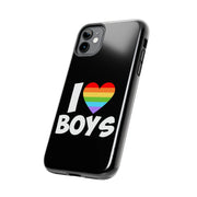 I Love Boys Pride Tough Phone Case – LGBTQ+ Rainbow Heart Design