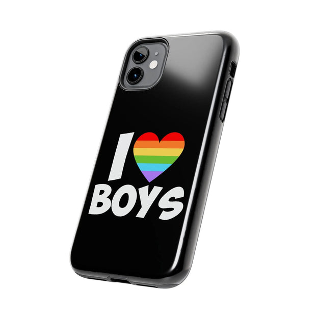 I Love Boys Pride Tough Phone Case – LGBTQ+ Rainbow Heart Design