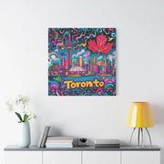 Toronto Pop Art Skyline Matte Canvas Wall Art LavenderCeleste