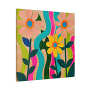 Groovy Paper Cut Flower Matte Canvas Art LavenderCeleste