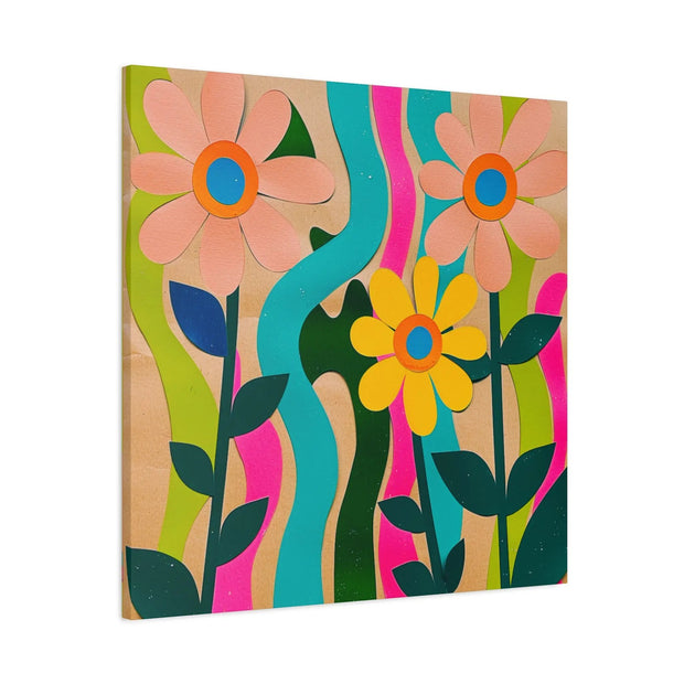 Groovy Paper Cut Flower Matte Canvas Art LavenderCeleste