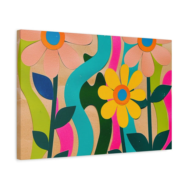 Groovy Paper Cut Flower Matte Canvas Art Printify