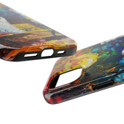 Lonely Ghost Tough Phone Case – Abstract Fall Park Bench Painting