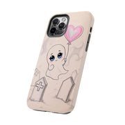 Sad Ghost with Heart Balloon Kawaii Tough Phone Case LavenderCeleste