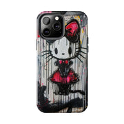 Goth Bow Cat Graffiti Pop Art Tough Phone Case LavenderCeleste