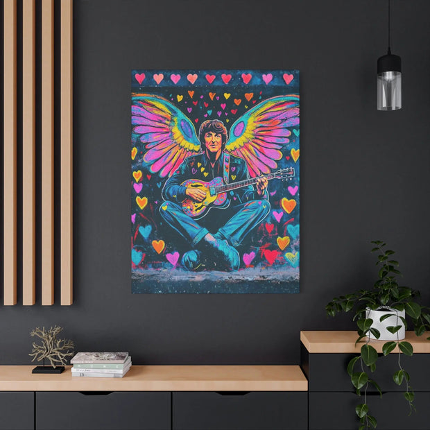 Psychedelic Guitar Angel Matte Canvas Art LavenderCeleste