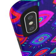Trippy Neon Evil Eye Protective Tough Phone Case LavenderCeleste