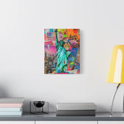Vibrant New York Collage Matte Canvas – Statue of Liberty Pop Art Printify