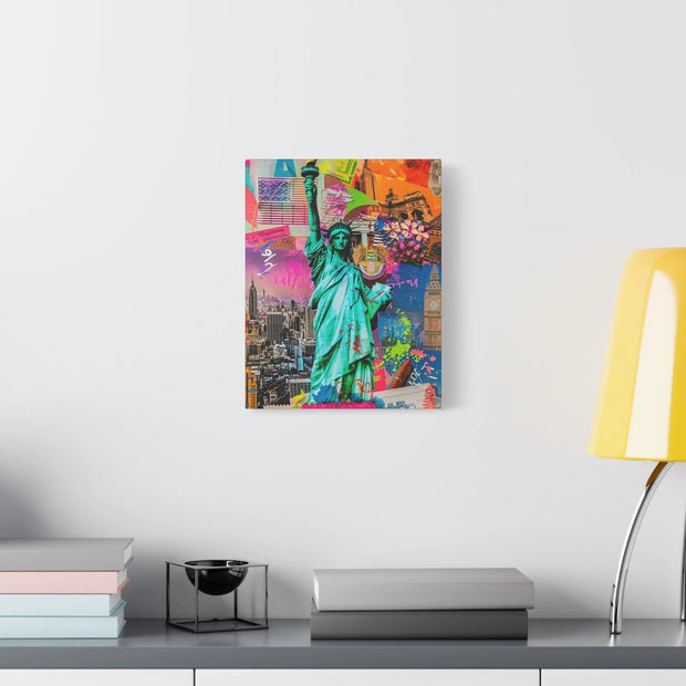 Vibrant New York Collage Matte Canvas – Statue of Liberty Pop Art Printify