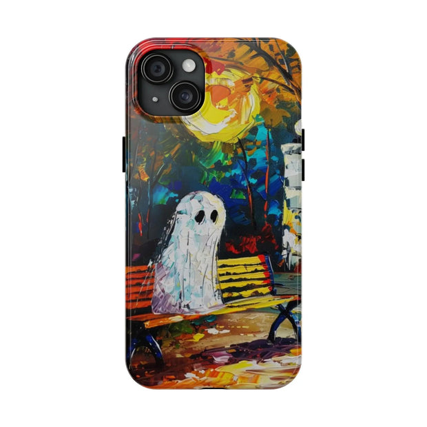 Lonely Ghost Tough Phone Case – Abstract Fall Park Bench Painting