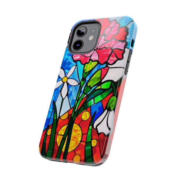 January Carnation Stained Glass Birth Flower Tough Phone Case