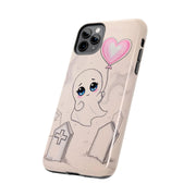Sad Ghost with Heart Balloon Kawaii Tough Phone Case LavenderCeleste