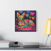 Neon Sphynx Love Pop Art Matte Canvas Wall Art LavenderCeleste