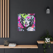 Marilyn Monroe Graffiti Matte Canvas – Neon Pop Art Street Style Wall Decor - LavenderCeleste