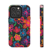 Neon Crochet Floral Tough Phone Case – Vibrant Retro Handmade Pattern Printify