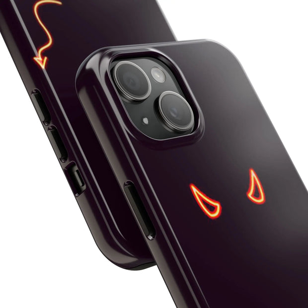 Neon Devil Eyes Tough Phone Case – Minimal Dark Glow Aesthetic Printify