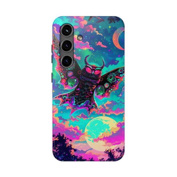 Mothman Tough Phone Case – Psychedelic Neon Cryptid Aesthetic - LavenderCeleste