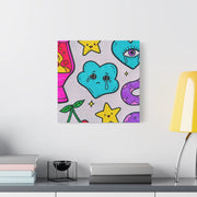 Kawaii Lava Lamp Sad Cloud Snake Matte Canvas Print LavenderCeleste