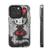 Goth Bow Cat Graffiti Pop Art Tough Phone Case LavenderCeleste