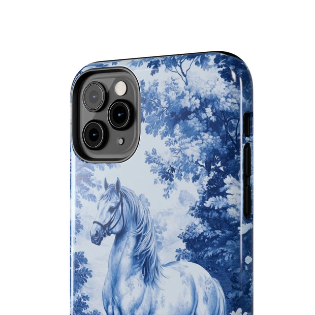 Blue Toile Horse Country Scenic Tough Phone Case LavenderCeleste
