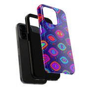 Trippy Neon Evil Eye Protective Tough Phone Case LavenderCeleste