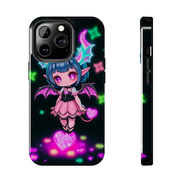 Kawaii Gothic Succubus Neon Heart Tough Phone Case