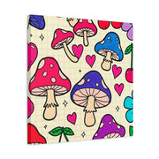 Kawaii Mushroom Cherry Flower Matte Canvas Print LavenderCeleste