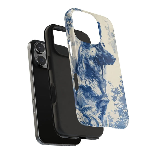 Blue Toile German Shepherd Scenic Tough Phone Case LavenderCeleste