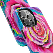 Vibrant Pink Rose Abstract Tough Phone Case LavenderCeleste