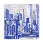 New York City Toile Art – Blue Scenic Skyline Matte Canvas Printify