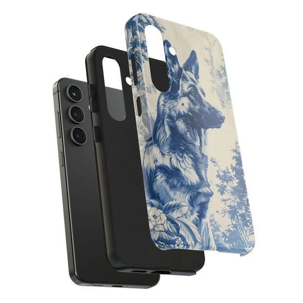 Blue Toile German Shepherd Scenic Tough Phone Case LavenderCeleste