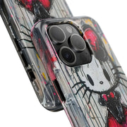 Goth Bow Cat Graffiti Pop Art Tough Phone Case LavenderCeleste