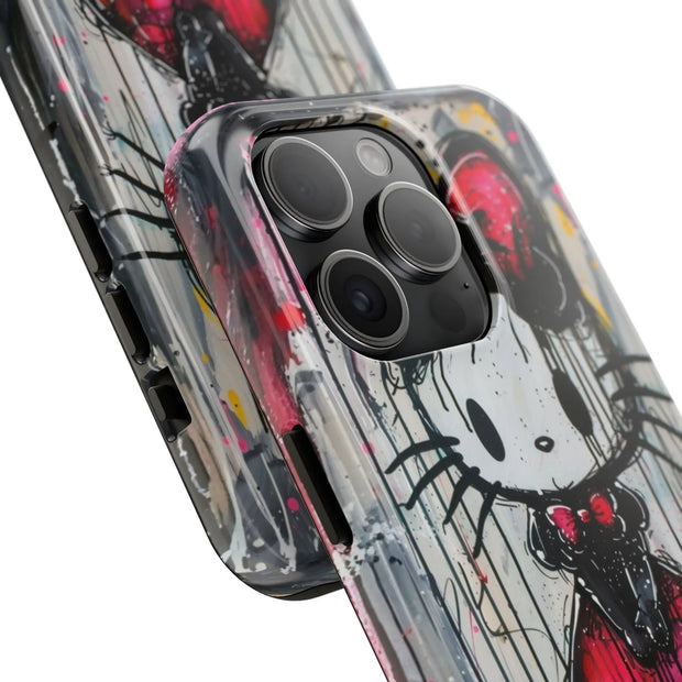 Goth Bow Cat Graffiti Pop Art Tough Phone Case LavenderCeleste